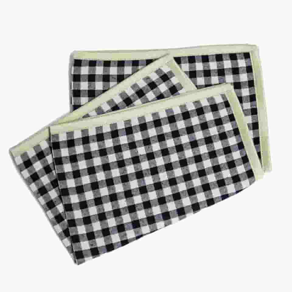 Jogo Americano xadrez de Tecido com acabamento colorido - 2 unidades (Preto)