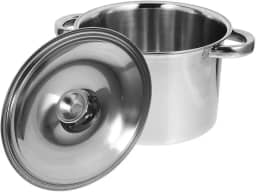 PRETYZOOM Panela de sopa de orelha dupla de aço inoxidável de 25 x 18 cm - Panela versátil de 18 cm para cozinhar estufar e sopa com tampa de preservação de sabor para uso doméstico