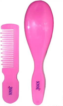 Sonne Kit Pente E Escova De Cabelo Para Bebê Rosa