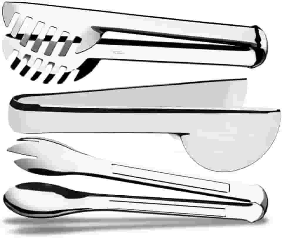 Conjunto de Pegadores em Aço Inox, 20cm, 3 Peças - Pegador para Macarrão, Massas, Salada, Frios e Multiuso, Utensílios de Cozinha Profissionais