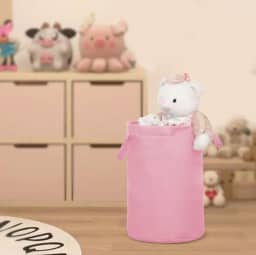 Cesto De Roupa Suja Brinquedos Organizador Multiuso Dobrável Grande 48L e 75L Guarde Bem (Rosa Bebê, 75L)