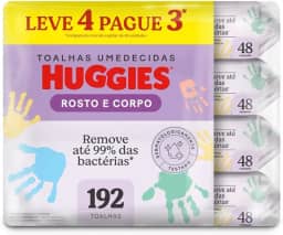 Lenços Umedecidos Huggies One & Done Leve 4 Pague 3 - 192 unidades, Huggies, Verde, pacote de 4
