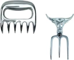 Garfo Tridente para Churrasco e Garra de Urso em Alumínio Fundido Polido, Ideal para Servir Carnes com Estilo e Praticidade – WOODBULL.