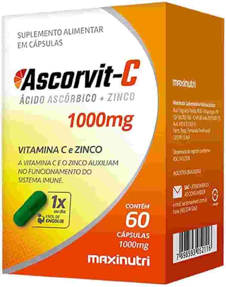 Ascorvit-C 1G (Vitamina C + Zinco) - 60 Caps, Maxinutri