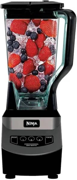 Ninja Liquidificador profissional NJ601AMZ com motor de 1000 watts e jarra de trituração total de 2 l lavável na máquina de lavar louça para smoothies, shakes e bebidas congeladas, preto
