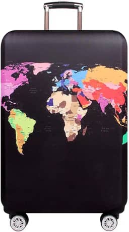 Adulto Unissex Capa Elástica para Bagagem Mais Grossa, Capa Protetora para Mala de 18 A 32 Espaços, Acessórios de Viagem (Mapa Mundi, S)