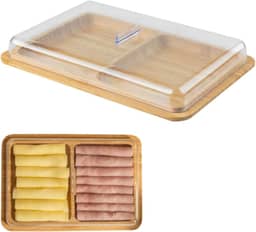 Ou Porta Frios Duplo de Bambu com Tampa Linha Sense