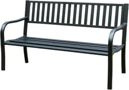 Banco de jardim, banco de ferro para pátio, parque, cadeiras de metal para parque, quintal, varanda, gramado, varanda, quintal (128 cm/50,3 pol, preto)