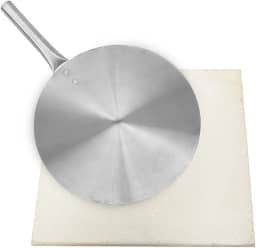 Pedra Refratária 40x40cm Quadrada + Pá de Alumínio 35cm para Pizza Forno Churrasqueira