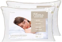 Kit 02 Travesseiros De Pluma Sintética Suporte Firme 70cm x 50cm Percal 200 Fios 100% Algodão Lavive