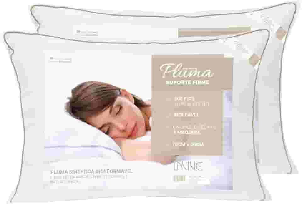 Kit 02 Travesseiros De Pluma Sintética Suporte Firme 70cm x 50cm Percal 200 Fios 100% Algodão Lavive