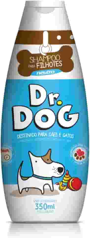 Shampoo para Cachorros e Gatos Filhotes Neutro Dr Dog 350ml hipoalergênico peles sensíveis, antialérgico, não irrita os olhos, Cheirinho Bebê