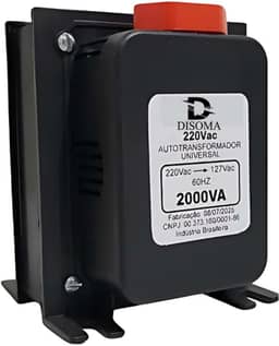 Transformador de Voltagem 2000VA Disoma Bivolt 110V para 220V e 220V para 110V Com Protetor Térmico Suporta até 1100W como ventiladores, geladeiras, frigobares e máquinas de lavar.
