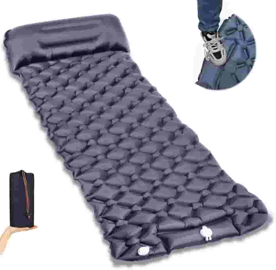 Nazdan Colchão Inflável Solteiro, Azul, 190 cm x 60 cm x 5 cm, à Prova d'Água, Ideal para Camping e Aventuras ao Ar Livre