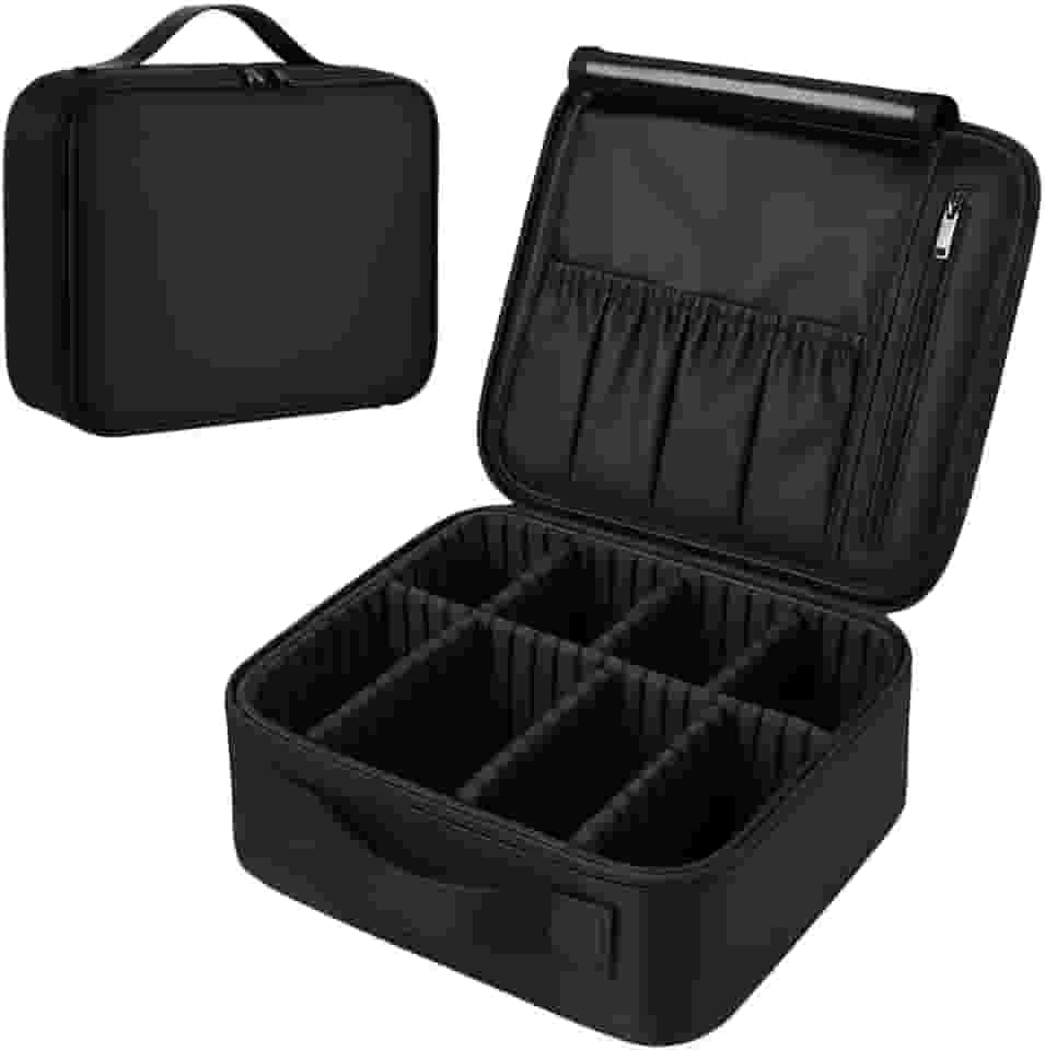 Maleta Organizadora de Maquiagem Profissional, Compartimentos com Divisórias Ajustáveis, Design Portátil, Bolsa de Cosméticos, Preta