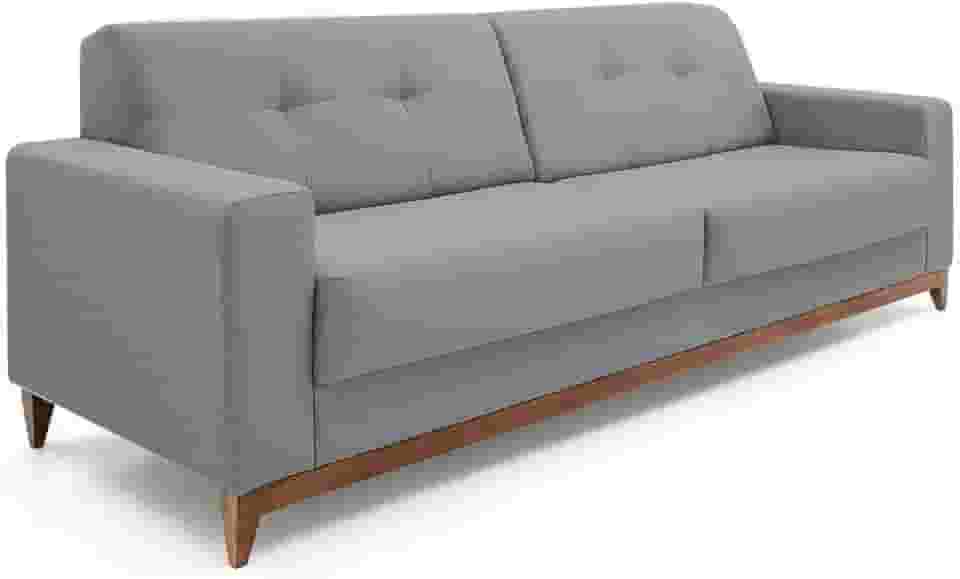 Sofá 4 Lugares Herval Safira, Linho Cinza Claro