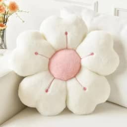 Almofada Decorativa em Forma de Flor – Travesseiro Macio e Fofo para Sofá, Cama, Dormitório ou Assento de Chão (Branco, 30x30cm)