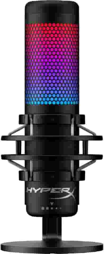 Microfone Condensador HyperX QuadCast S – RGB Personalizável, Toque para Silenciar, Antivibração, Filtro Pop, 4 Padrões Polares, USB, para Streaming e Criação de Conteúdo, Preto (4P5P7AA)