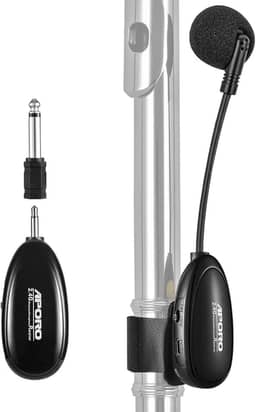 Microfone de flauta sem fio de 2,4 G no microfone de instrumentos musicais, receptor e transmissor sem fio, para flauta e mais