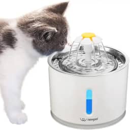 Fonte de Agua para Gatos, Fonte para Animais de Estimação LED 2.4L Dispensador Automático de Agua Potável de Aço Inoxidável para Gatos, Cães, Outros Animais de Estimação