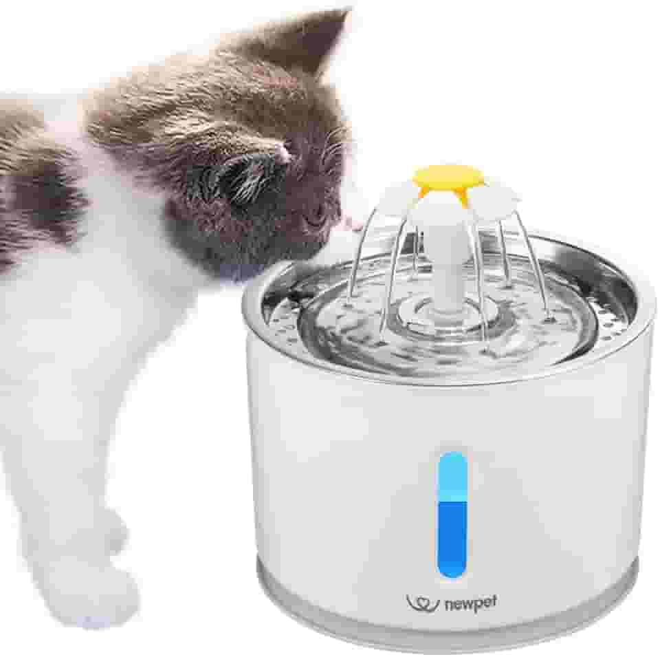 Fonte de Agua para Gatos, Fonte para Animais de Estimação LED 2.4L Dispensador Automático de Agua Potável de Aço Inoxidável para Gatos, Cães, Outros Animais de Estimação