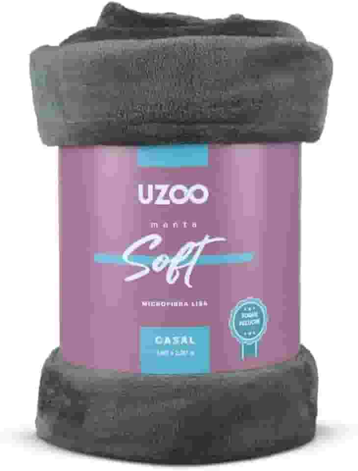 Manta Soft Microfibra Casal, 180x220cm, Cinza, Toque Peluche