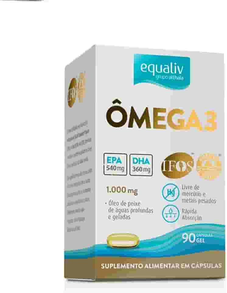 Ômega 3 Equaliv 1000mg com Alta Concentração de EPA e DHA – 90 Cápsulas Gel