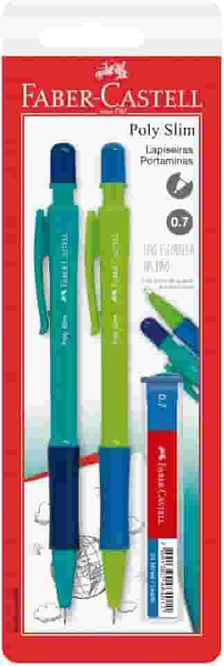 Lapiseira Poly Slim 0.7mm Faber-Castell - Azul e Verde, 2 unidades