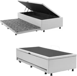 Cama Box Solteiro com Baú e Cama Auxiliar 88x188 Reforçada