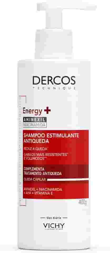 Vichy Dercos Energy+, Shampoo Estimulante, Tratamento Antiqueda para Cabelos Fracos e Quebradiços, Fortalece os Fios com Aminexil, Niacinamida e Vitamina E, 400g