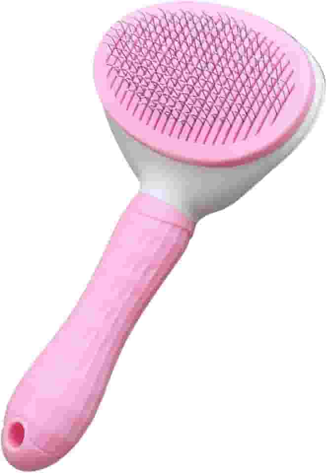 Escova Pet Rasqueadeira Pet 1-Click Tira Pelos Cabo Borracha Para Cachorro E Gatos 3 Cores (Rosa)