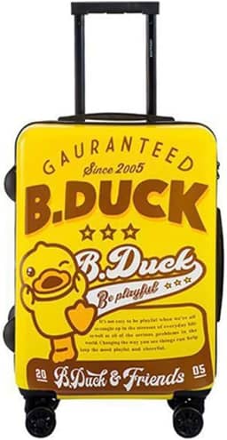 Mala infantil B.Duck Ride On Suitcase 50 cm, design de pato amarelo com números e letras padrão bagagem de mão, Amarelo, Small, Bagagem retangular