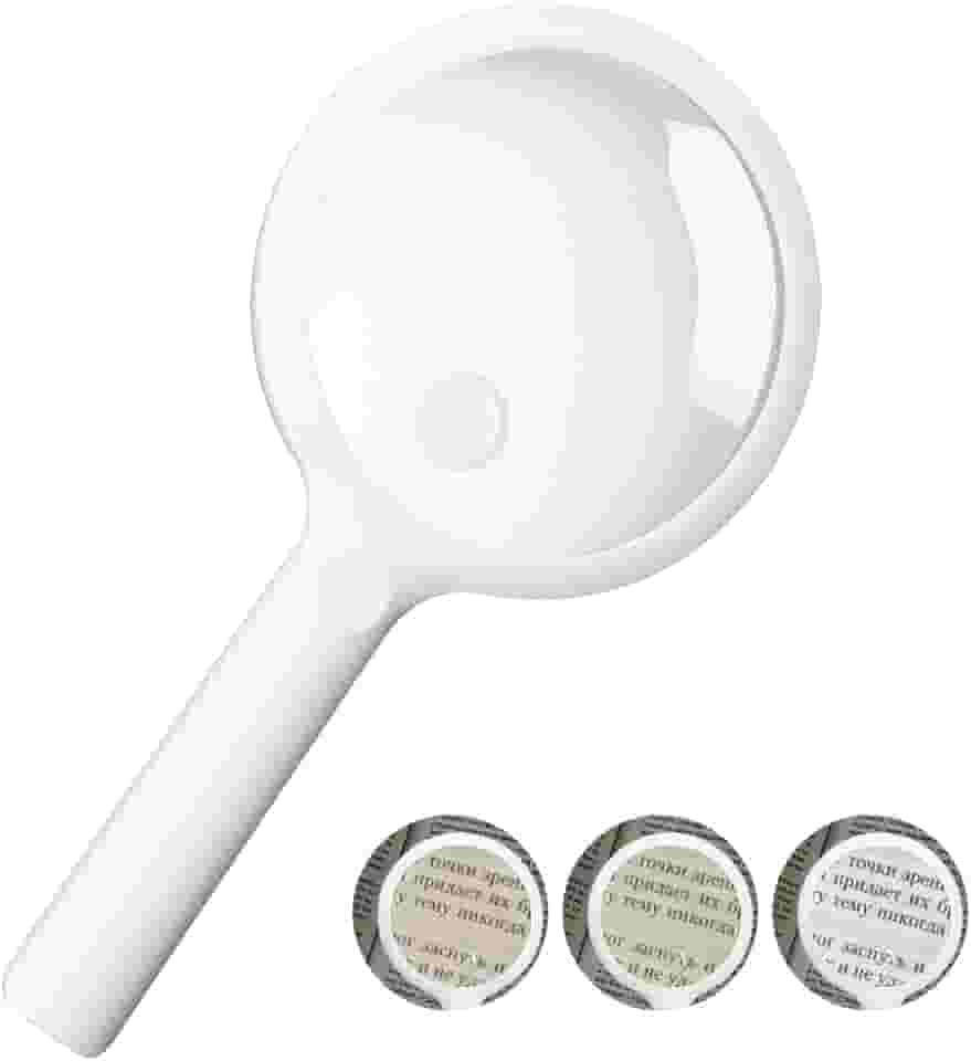 5X, 110mm Com 20 Luzes Led, Aumento para Leitura, Lupa de Aumento Profissional, Lupa de Leitura Portátil com Luz de Led, Branco, Trêss Níveis de Brilho