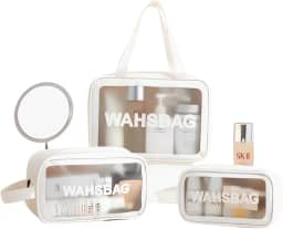 Kit 3 Necessaire Transparente Organizador Maquiagem Bolsa Mala-Vende Mais (Branco)
