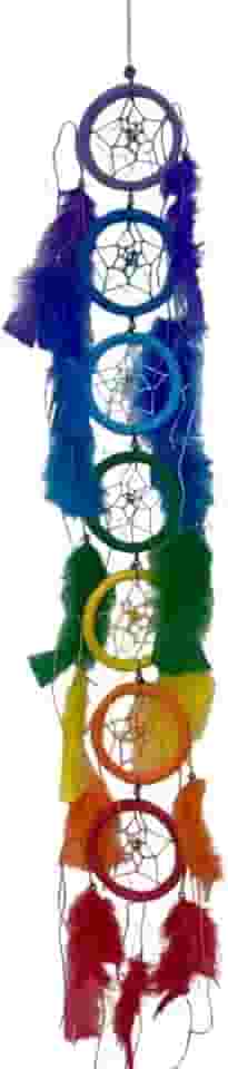 Filtro Dos Sonhos Apanhador 90 cm Com Pena Decoração 7 Chakras