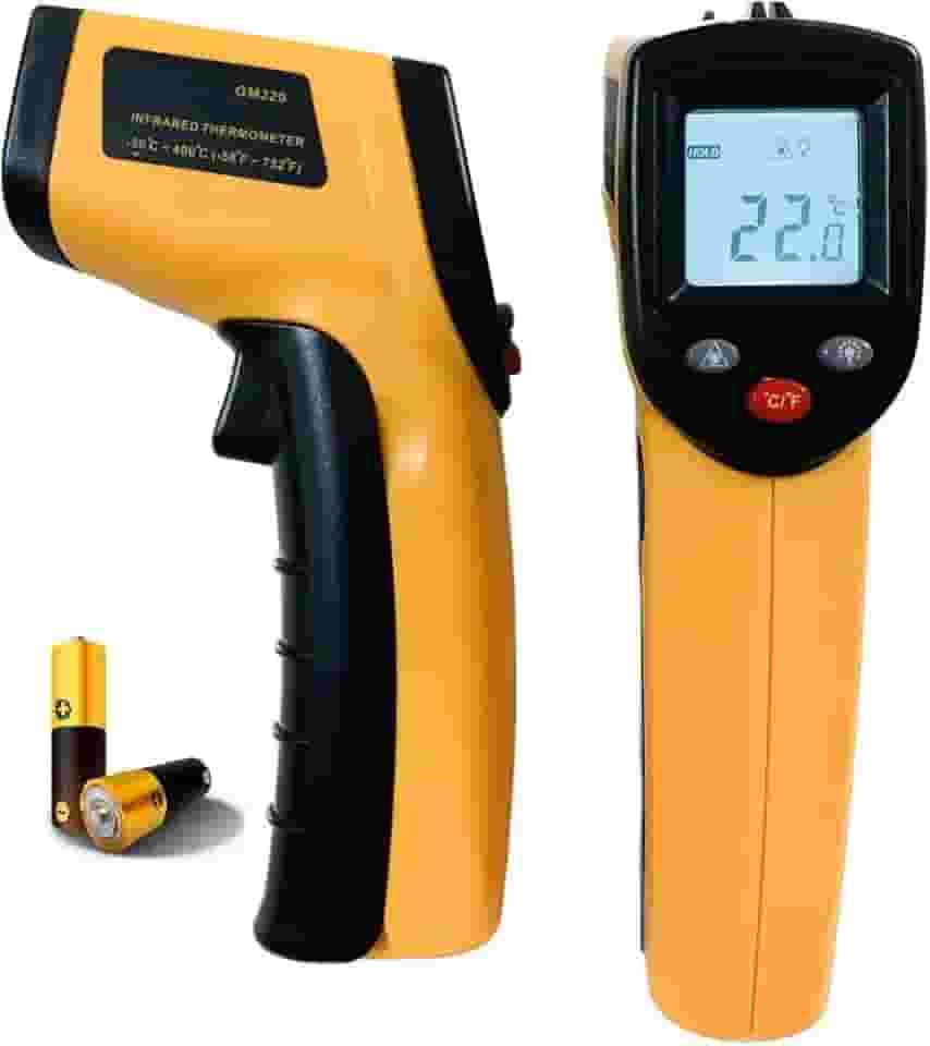 Termômetro Infravermelho Digital Industrial, LCD, -50°C a 380°C, Medição Sem Contato para Forno e Freezer