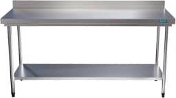 Mesa Bancada Em Aço Inox com Espelho e Prateleira 180x60x85 Aço Rio