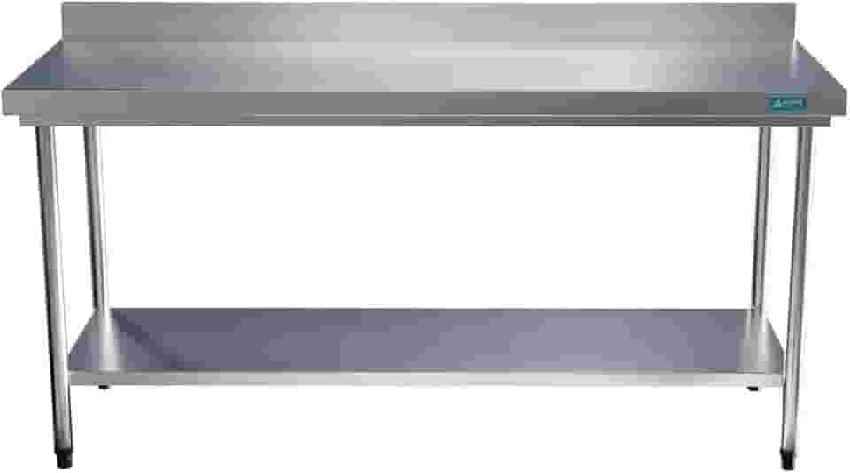 Mesa Bancada Em Aço Inox com Espelho e Prateleira 180x60x85 Aço Rio