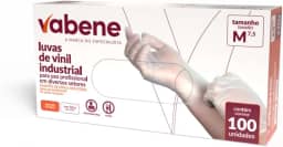 Luva Vinil Translucida Sem Pó Tam.M 100Und/Cart, Vabene, 20200505