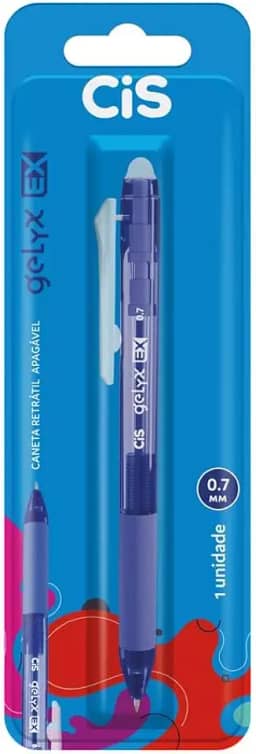 Caneta Retrátil Apagável CIS Gelyx EX, Azul, Blister com 1 unidade