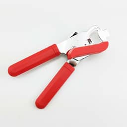 Abridor de lata manual, alças macias, fáceis de girar, abridores de latas resistentes para idosos aço inoxidável A-vermelho