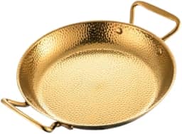 Panela Paella Dourada em Aço Inoxidável, Frigideira com Alças Duplas, 20cm/22cm/24cm (dourado, 22cm)