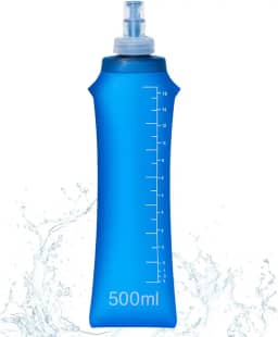 Garrafa de Água Dobrável 500ml Corrida Portátil Esportiva Flexível Silicone Bico Antivazamento BPA Free Bike Ciclismo Camping (Azul)
