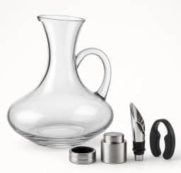 Kit de Vinho Premium com Decanter de Vidro 1500ml e Acessórios – Bico Dosador, Tampa Hermética, Anel Anti-Gotas e Cortador de Lacre – Presente Elegante