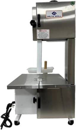 Serra Fita Com Moedor Boca Número 5 Lâmina 1,46mts Semi Inox Delta Grill Bivolt