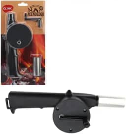 Soprador Manual para Churrasqueira e Lareira, Acendedor com Manivela, Ventilador de Carvão em Preto