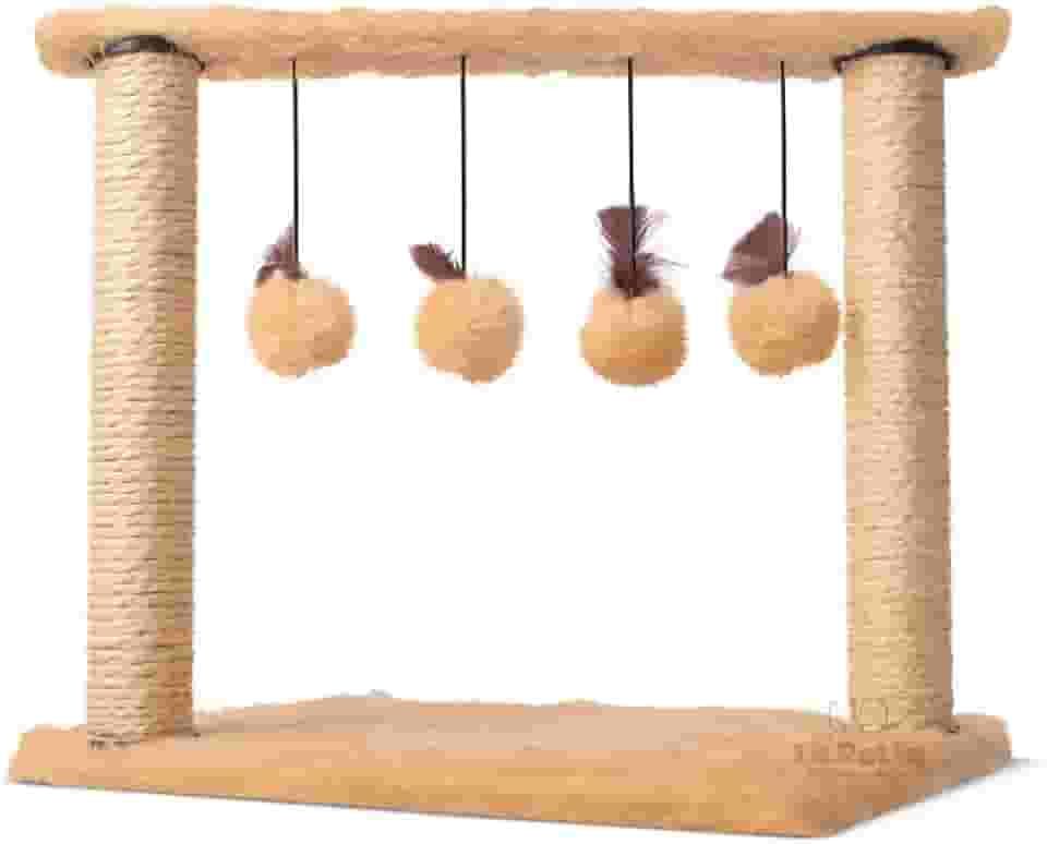 Arranhador para Gatos Poste com 4 brinquedos Cat Line (Bege)
