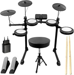 Bateria Eletrônica Digital Tivoli 7 Pads com 2 Pedais, Baquetas e Banqueta – Kit Completo