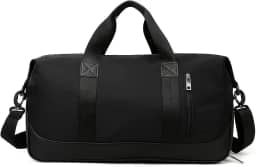 Bolsa De Mão Mala Viagem Academia Feminina Masculina Super Grande, Compartimentos Com Zíper, Espaço Para Tênis Ou Roupas Sujas Alça Removível Modelo Transversal Bordo Poliéster (Preto Clássico)