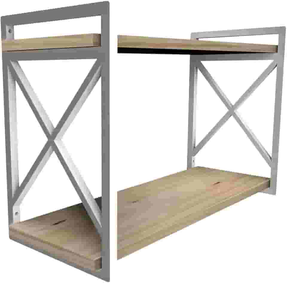 Prateleira Flutuante Estilo Industrial 20x60cm Kit Completo (BRANCO)